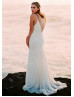 V Neck Ivory Lace Deep V Back Wedding Dress